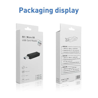 ADS-208 8 Pin+USB+Micro USB Multi-function Card Reader
