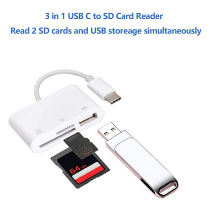 NK103TC 3 in 1 USB-C / Type-C Male to SD + TF + USB Female Camera Reader, NK103TC