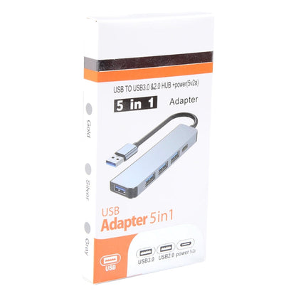 5 in 1 USB to USB3.0+USB2.0x3+USB-C / Type-C HUB Adapter, Cable Length: 10cm, BYL-2301U