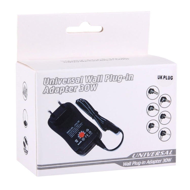 UK Plug Universal 30W Power Wall Plug-in Adapter with 5V 2.1A USB Port, Tips: 8 PCS, Cable Length: About 1.2m, UK Plug