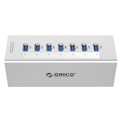 ORICO A3H7 Aluminum High Speed 7 Ports USB 3.0 HUB with 12V/2.5A Power Supply for Laptops, 7 Ports (Silver), 7 Ports (Black)