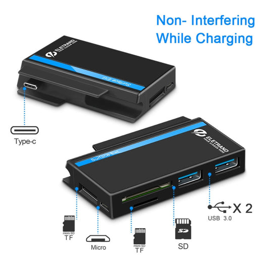 ROCKETEK RT-SGO737 2 USB 3.0 + Micro USB Interface Hub for Microsoft Surface Go, with 2 TF Card & SD Card Slots, RT-SGO737