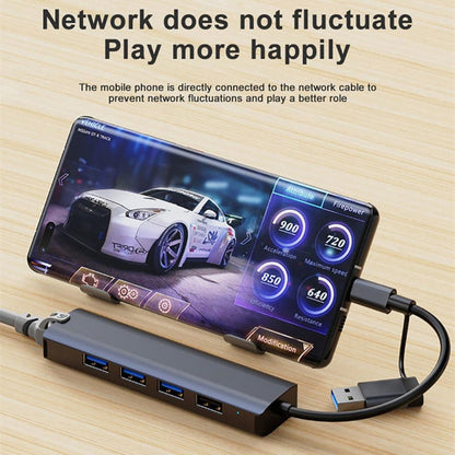 BYL-2208TU 5 in 2 USB + USB-C / Type-C to USB Multifunctional Docking Station HUB Adapter, BYL-2208