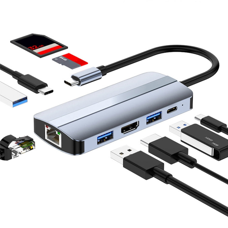 BYL-2206 9 in 1 USB-C / Type-C to USB Multifunctional Docking Station HUB Adapter, BYL-2206