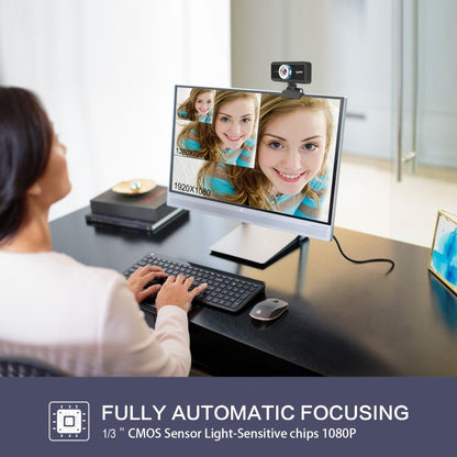 HXSJ S4 1080P Adjustable 180 Degree HD Manual Focus Video Webcam PC Camera with Microphone