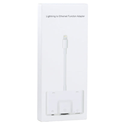 NK-1033 5 in 1 8 Pin Male to Dual USB + 3.5mm AUX + Ethernet + 8 Pin Power Female Adapter, NK-1033