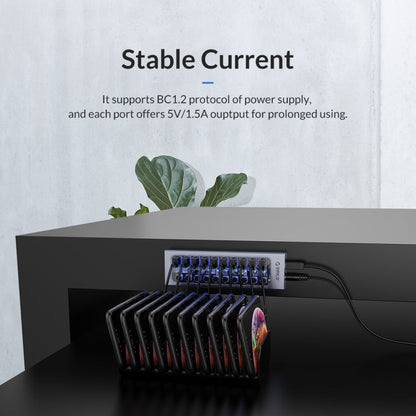 ORICO AT2U3-13AB-GY-BP 13 Ports USB 3.0 HUB with Individual Switches & Blue LED Indicator, US Plug, 13AB