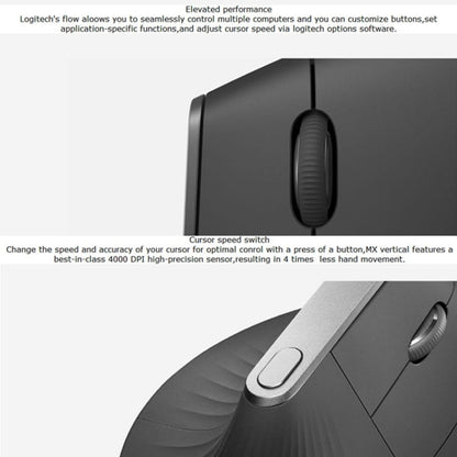 Logitech MX Vertical 4000DPI USB-C / Type-C + Unifying + Bluetooth Three-mode Ergonomic Wireless Vertical Optical Mouse, MX Vertical