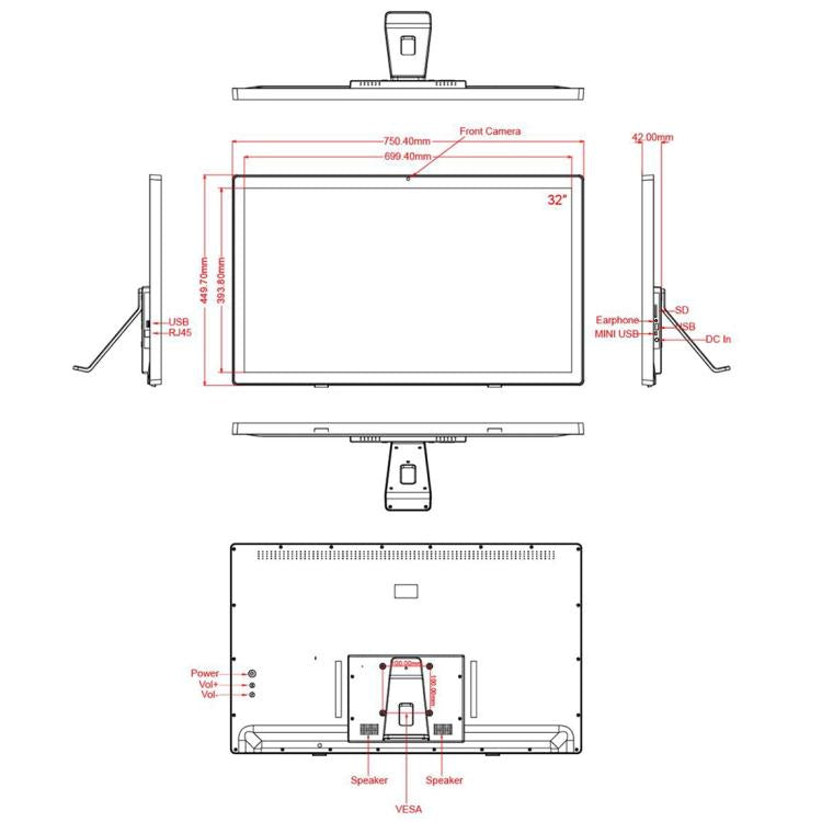 HSD3201 32 inch LCD Display Digital Photo Frame, 4GB+32GB, RK3576S Octa Core, Android 14, 32 inch 4GB+32GB