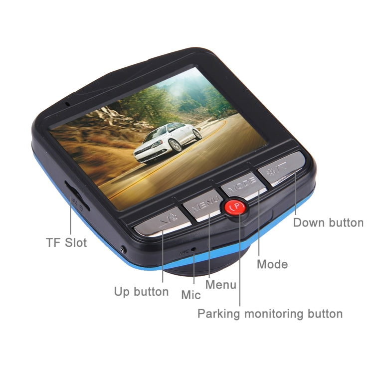 VGA 480P Car Camcorder DVR Driving Recorder Digital Video Camera Voice Recorder with 2.4 inch LCD Screen Display, Support 32GB Micro TF Card & Infrared Night Vision Function(Black + Blue), 2.4 inch LCD