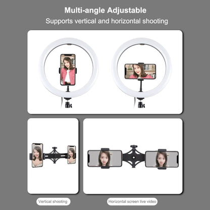 PULUZ 11.8 inch 30cm RGBW Light + 1.65m Mount + Dual Phone Brackets Curved Surface RGBW Dimmable LED Ring Selfie Vlogging Light  Live Broadcast Kits with Cold Shoe Tripod Adapter & Phone Clamp & Remote Control, 11.8 inch RGBW+1.65m Tripod+Dual Bracket