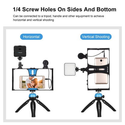 PULUZ 4 in 1 Vlogging Live Broadcast LED Selfie Fill Light Smartphone Video Rig Kits with Microphone + Tripod Mount + Cold Shoe Tripod Head for iPhone, Galaxy, Huawei, Xiaomi, HTC, LG, Google, and Other Smartphones, 4 in 1 Fill Light Rig Kit
