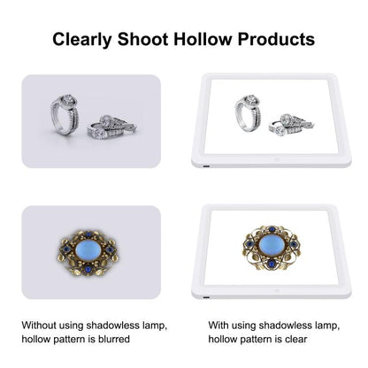PULUZ 25cm Folding Portable High CRI Ring LED Photo Lighting Studio Tent Box + Shadowless Light Lamp Panel Pad with 12 Colors Backdrops, Size: 25cm x 25cm x 25cm, 25cm High CRI Box + Shadowless Light