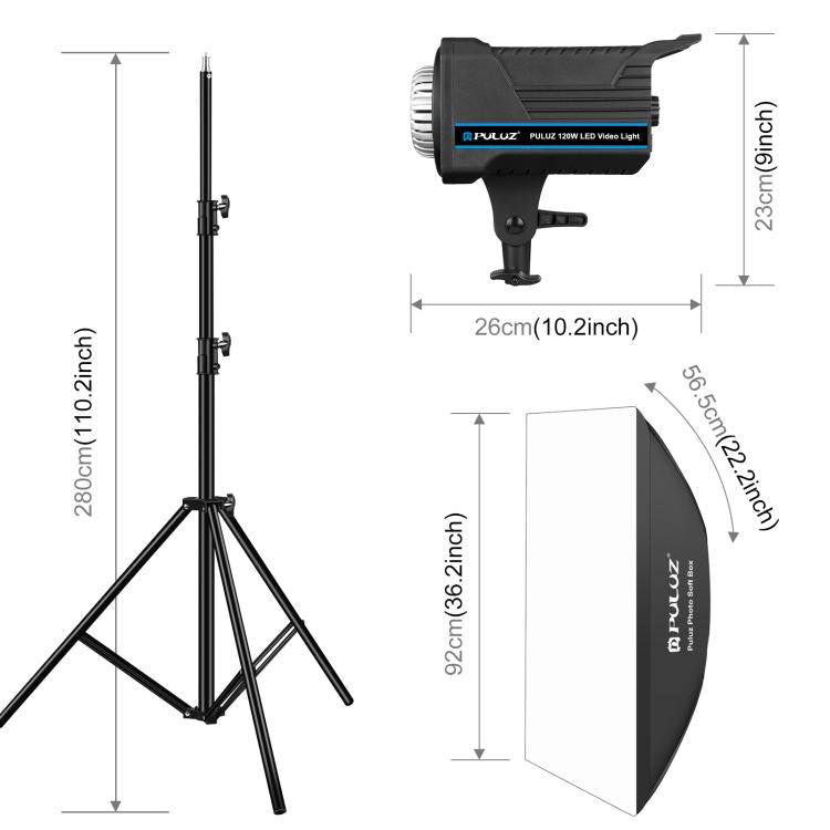 PULUZ 120W Photo Studio Strobe Flash Light Kit with Softbox Reflector & Tripod, Rectangle 120W 2700K-6500K Light Kit EU Plug, Rectangle 120W 2700K-6500K Light Kit UK Plug, Rectangle 120W 2700K-6500K Light Kit US Plug