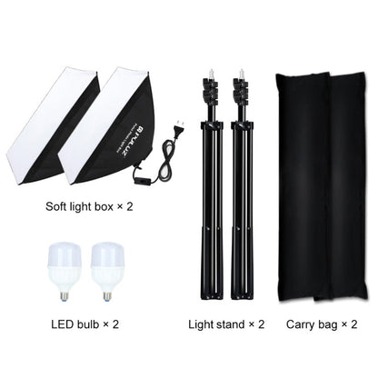 PULUZ Softbox Lighting Kit 2 PCS 50x70cm Professional Photo Studio Photography Light Equipment with 2 x 220V E27 Socket Bulb Photography Lighting Kit, 2 PCS Single Bulb EU Plug, 2 PCS Single Bulb US Plug