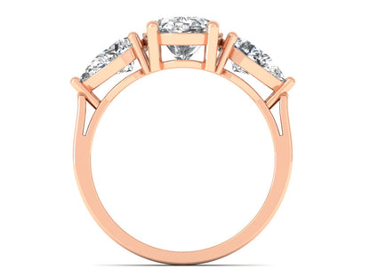 2ct - Oval Diamond with Pears Accent Trinity Ring