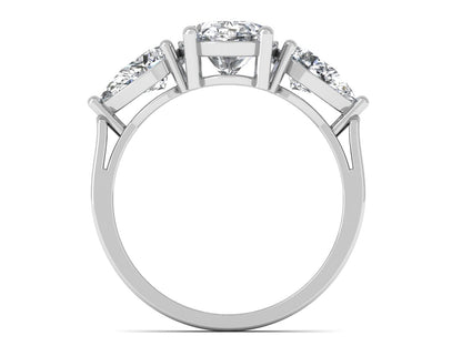 2ct - Oval Diamond with Pears Accent Trinity Ring