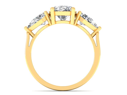 2ct - Oval Diamond with Pears Accent Trinity Ring