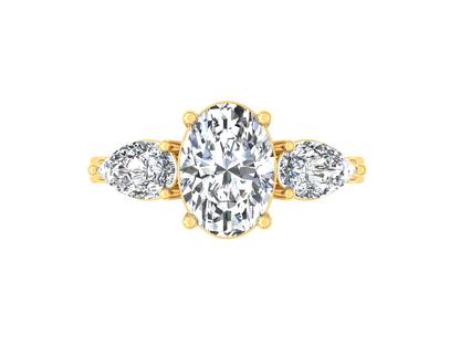 2ct - Oval Diamond with Pears Accent Trinity Ring