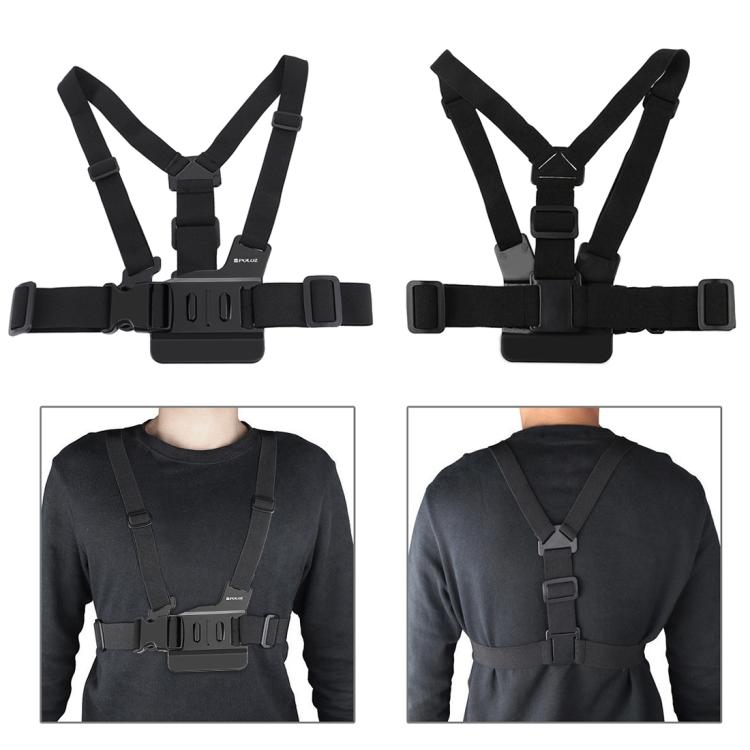 PULUZ Adjustable Body Mount Belt Chest Strap with J Hook Mount & Long Screw for GoPro, Insta360, DJI and Other Action Cameras, Chest Strap