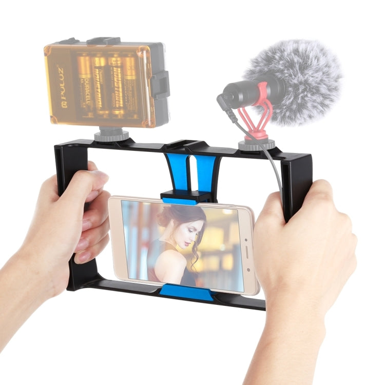 PULUZ Vlogging Live Broadcast Smartphone Video Rig Filmmaking Recording Handle Stabilizer Bracket for iPhone, Galaxy, Huawei, Xiaomi, HTC, LG, Google, and Other Smartphones, Vlogging Rig