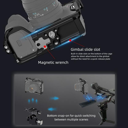 PULUZ Metal Camera Cage Stabilizer Rig for Sony A7 IV / ILCE-7M4 / A7M4 / A7M3 / A7R3  / A7R III / A7R5, For Sony A7 IV Cage