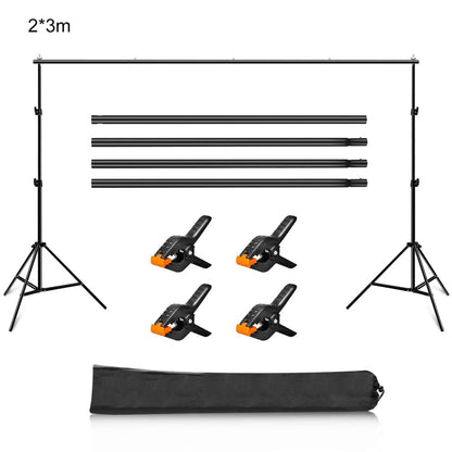 2 x 3m Photo Studio Background Support Stand Backdrop Crossbar Bracket, 2 x 3m