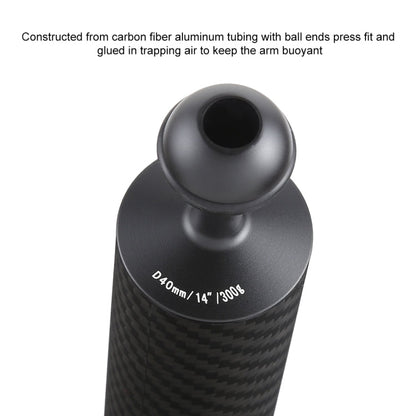 PULUZ 14.56 inch 37cm Length 40mm Diameter Dual Balls Carbon Fiber Floating Arm, Ball Diameter: 25mm, Buoyancy: 300g, 14 inch 300g Buoyancy