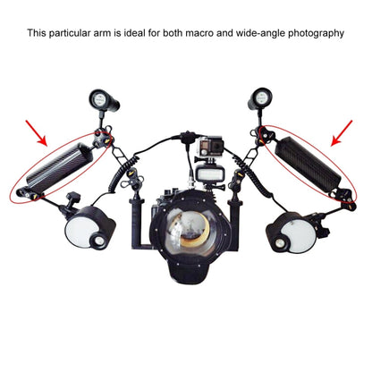 PULUZ 14.56 inch 37cm Length 40mm Diameter Dual Balls Carbon Fiber Floating Arm, Ball Diameter: 25mm, Buoyancy: 300g, 14 inch 300g Buoyancy
