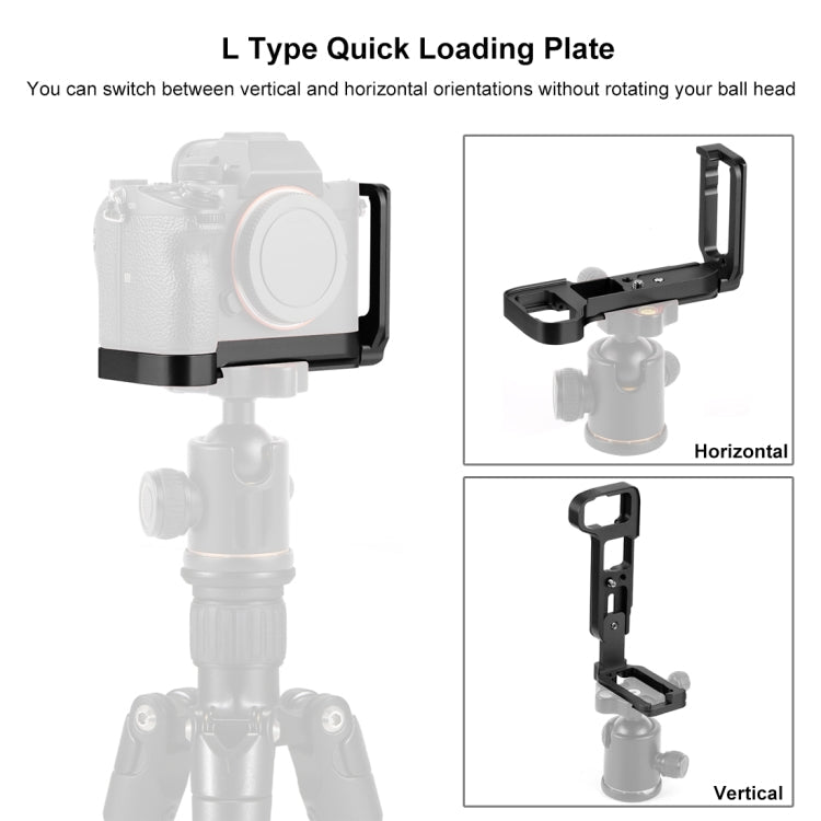 PULUZ 1/4 inch Vertical Shoot Quick Release L Plate Bracket Base Holder for Sony A9 (ILCE-9) / A7 III/ A7R III, For Sony A9 (Red)