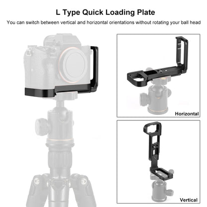 PULUZ 1/4 inch Vertical Shoot Quick Release L Plate Bracket Base Holder for Sony A9 (ILCE-9) / A7 III/ A7R III, For Sony A9 (Red)