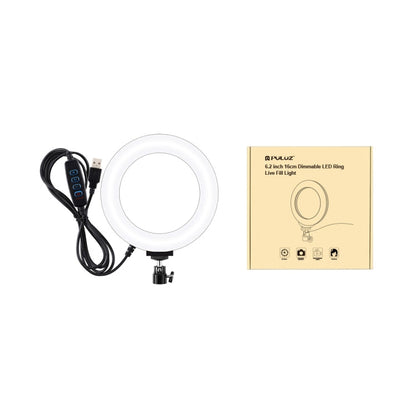 PULUZ 6.2 inch 16cm USB 3 Modes Dimmable LED Ring Vlogging Photography Video Lights with Tripod Ball Head, 6.2 inch