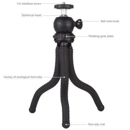 PULUZ Mini Octopus Flexible Tripod Holder with Ball Head for DJI, Insta360, GoPro and Other Action Cameras, SLR Cameras, Cellphone, Size: 25cmx4.5cm, 25cm Tripod
