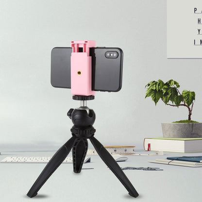 PULUZ Selfie Sticks Tripod Mount Phone Clamp with 1/4 inch Screw Holes & Cold Shoe Base, Clamp Pink, Clamp Black