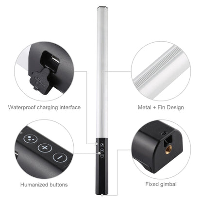 PULUZ RGB Colorful Photo LED Stick Adjustable Color Temperature Handheld LED Fill Light with Remote Control, Remote Fill Light
