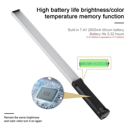 PULUZ RGB Colorful Photo LED Stick Adjustable Color Temperature Handheld LED Fill Light with Remote Control, Remote Fill Light