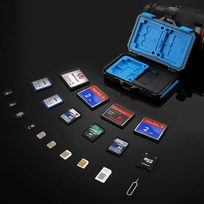 PULUZ Card Reader + 22 in 1 Memory Card Case for 1Standard SIM + 2Micro-SIM + 2Nano-SIM + 3CF + 7SD + 6TF + 1CARD PIN, 22 in 1 + Card Reader
