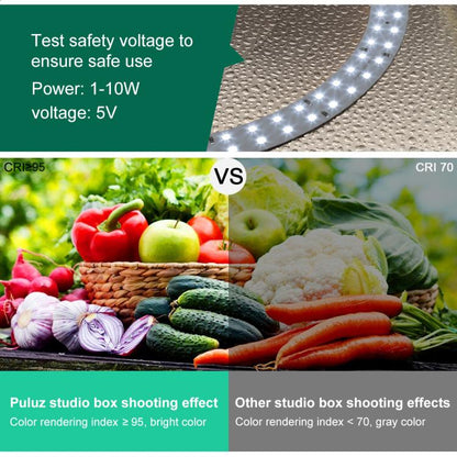 PULUZ 30cm Folding Ring Light Photo Lighting Studio Shooting Tent Box Kit with 6 Colors Black / White / Orange / Red / Green / Blue Backdrops, 30cm Box Black