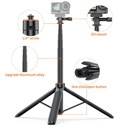 PULUZ 1.3m Action Camera Selfie Stick Tripod Vlog Live Streaming Holder, 1.4m Action Camera Tripod