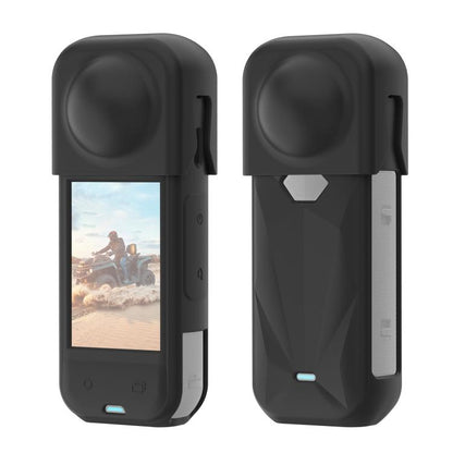 For Insta360 X5 PULUZ Silicone Protective Case with Lens Cover, Case with Lens Cover (Black)