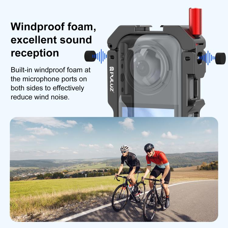 For Insta360 X5 PULUZ Metal Protective Cage Rig Housing Frame with Lens Cover, Metal Protective Cage