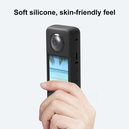 For Insta360 X3 PULUZ Silicone Protective Case with Lens Cover, Silicone Case(Black)