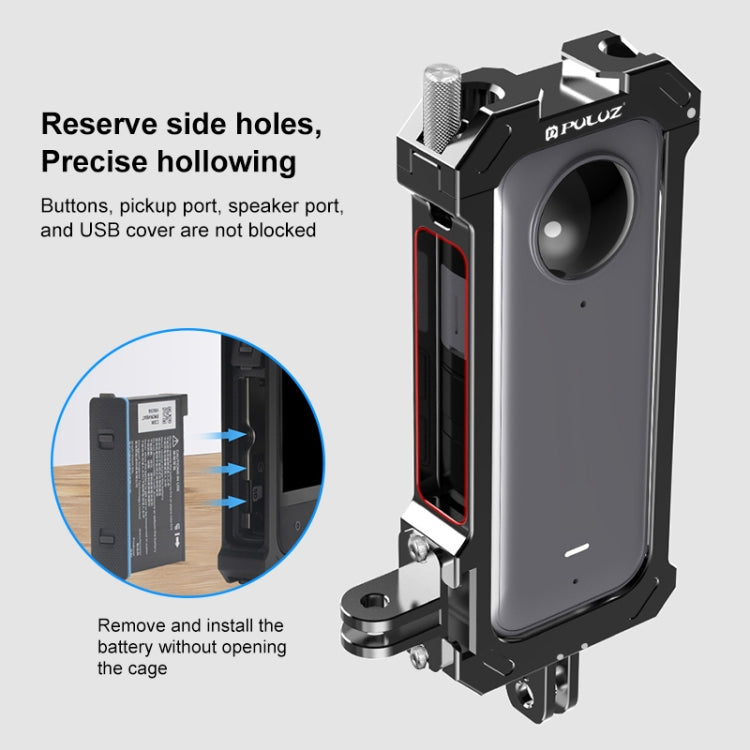 For Insta360 X3 PULUZ Metal Protective Cage Rig Housing Frame with Expand Cold Shoe Base & Tripod Adapter, Metal Cage US Stock, For Insta360 X3