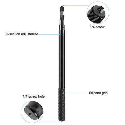 PULUZ 157cm Metal Selfie Stick Monopod  for Insta360 One RS / X2 / X3 / X4 / DJI Osmo 360, 150cm Monopod