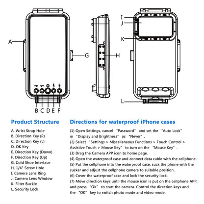 PULUZ 45m/147ft Waterproof Diving Case Photo Video Taking Underwater Housing Cover for iPhone 14 Series, iPhone 13 Series, iPhone 12 Series, iPhone 11 Series, iPhone X Series, iPhone 8 & 7, iPhone 6s, iOS 13.0 or Above Version iPhone                   ...