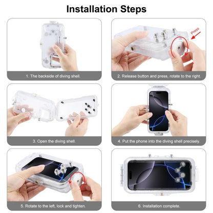 For iPhone 16 Pro Max PULUZ 40m/130ft Waterproof Diving Case with One-way Valve Photo Video Taking Underwater Housing Cover, For iPhone 16 Pro Max (Transparent)