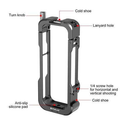 For Insta360 X4 PULUZ Metal Protective Cage Rig Housing Frame with Lens Cover, For Insta360 X4