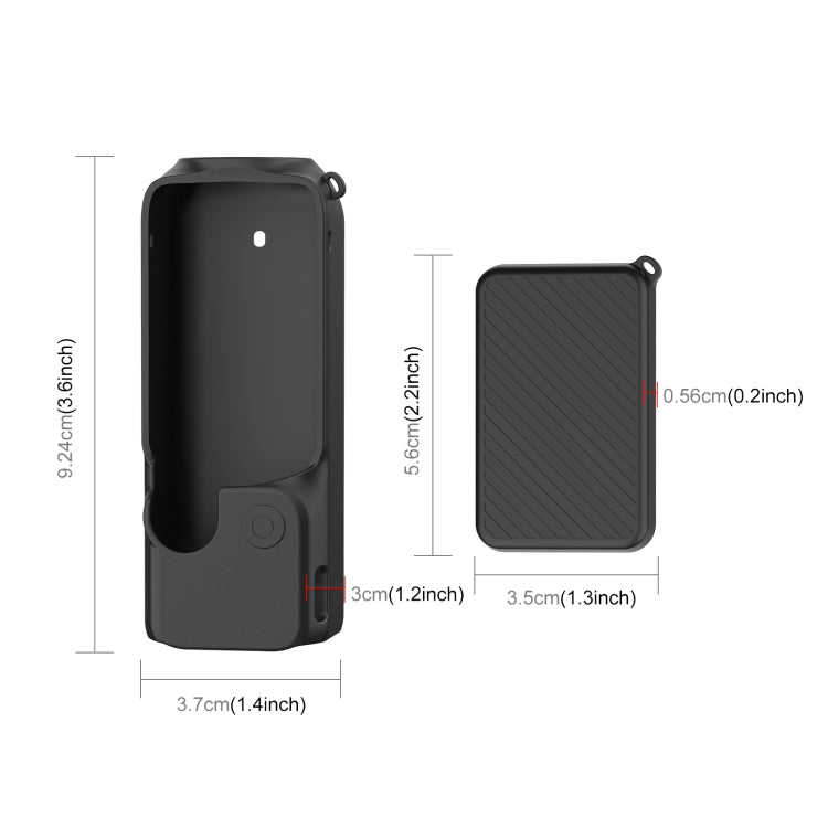For DJI OSMO Pocket 3 PULUZ  2 in 1 Silicone Cover Case Set with Strap, Silicone Cover(Black), Silicone Cover(Blue)