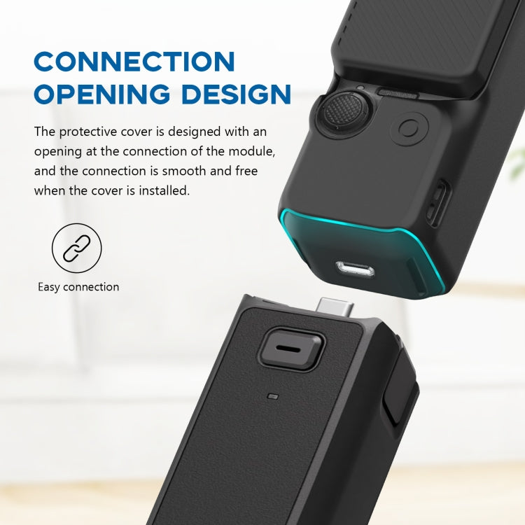For DJI OSMO Pocket 3 PULUZ  2 in 1 Silicone Cover Case Set with Strap, Silicone Cover(Black), Silicone Cover(Blue)