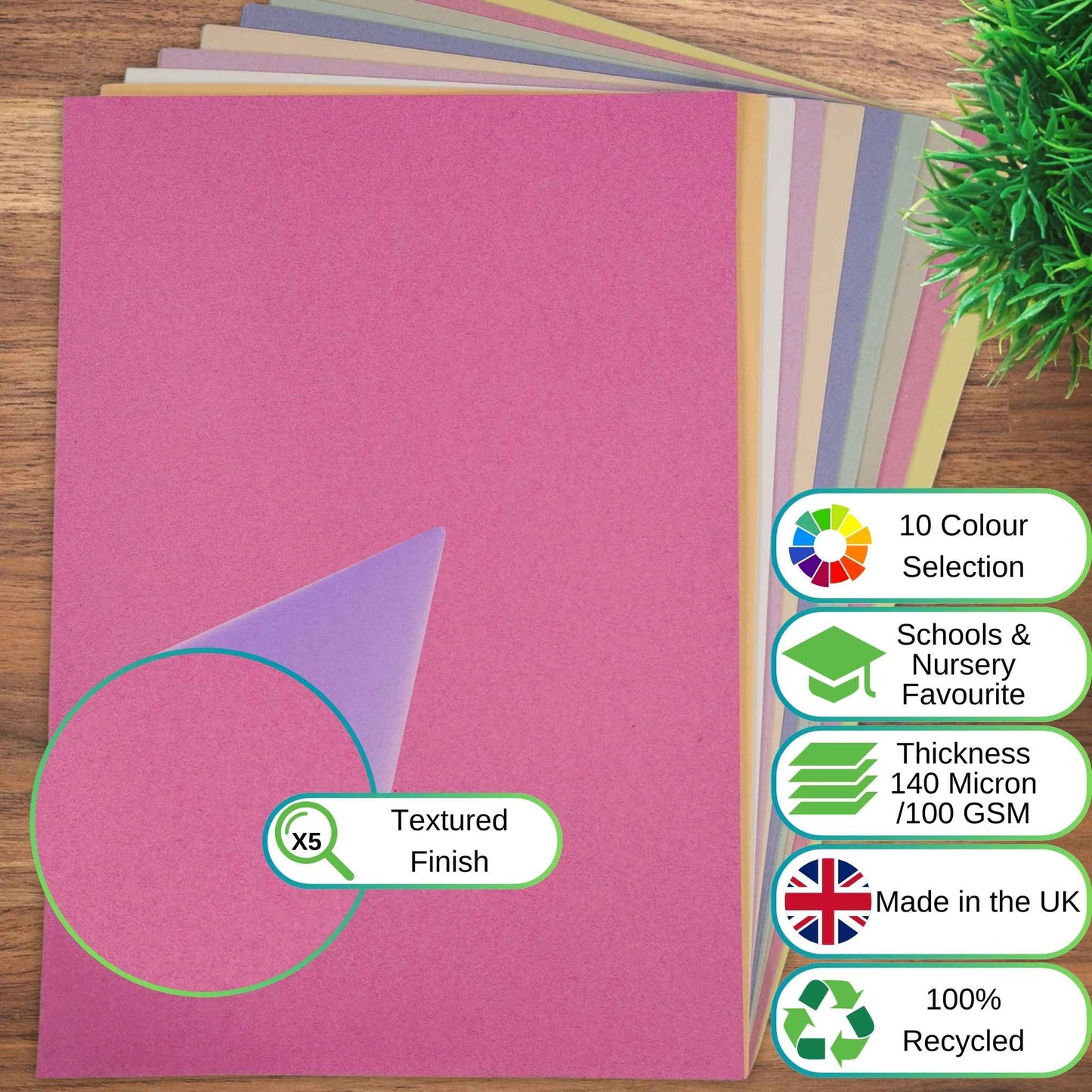 A1 Sugar Paper Pastel Shades - 100gsm Eco-Friendly Paper